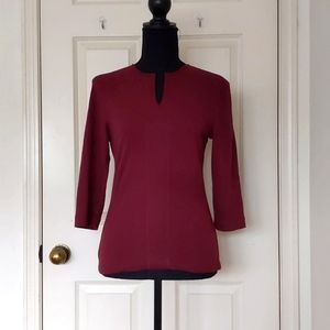 NWOT. New York & Company 100% Cotton Knit Top w/4" front opening and 3/4 sleeve.